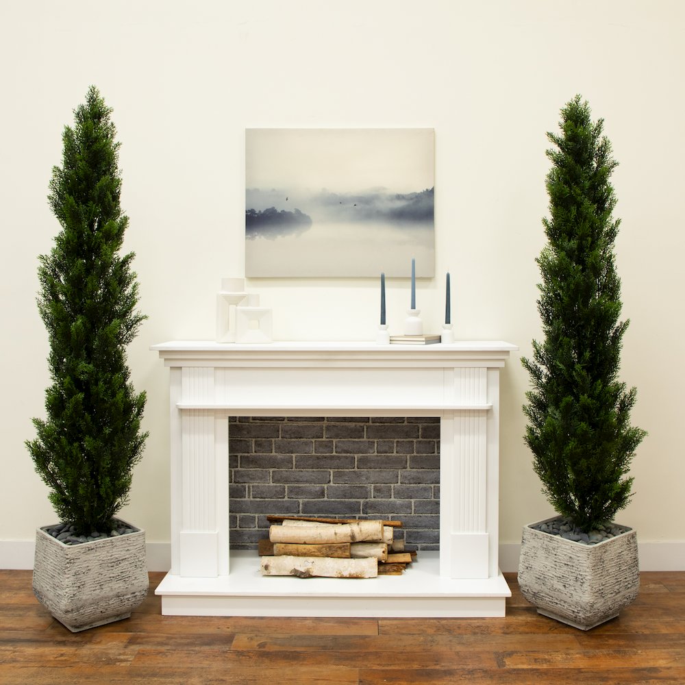 6ft. Artificial Topiary Cedar Tree UV Resistant (Indoor/Outdoor) - Set of 2. Picture 4