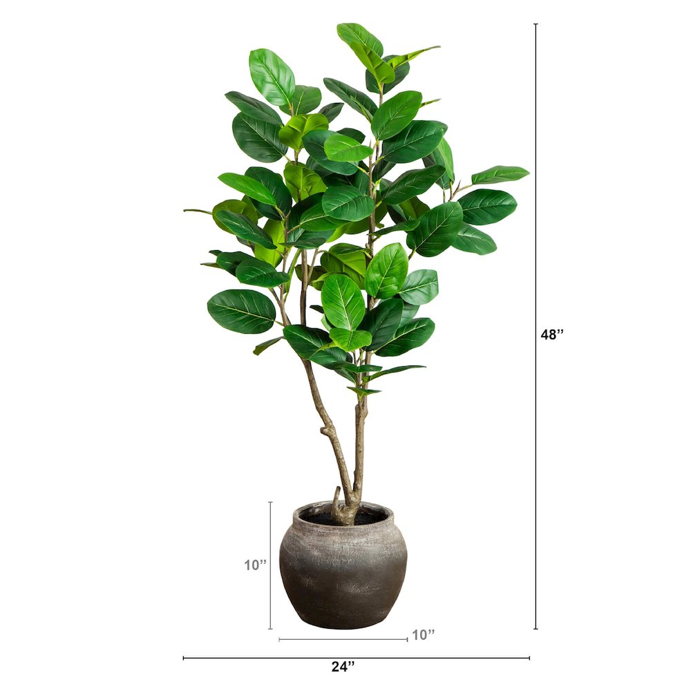 4ft. Artificial Audrey Ficus Tree in Rustic Decorative Planter. Picture 6