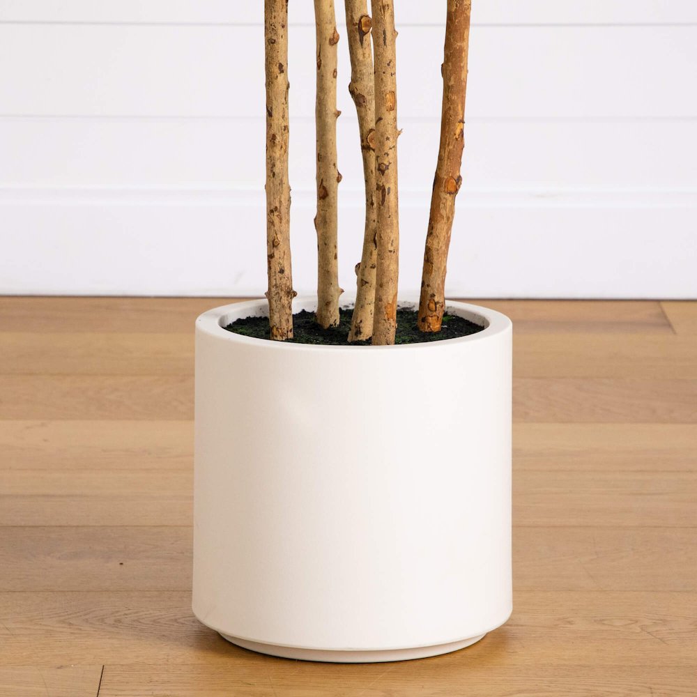 8ft. Artificial Fiddle Leaf Tree in Decorative White Planter. Picture 4
