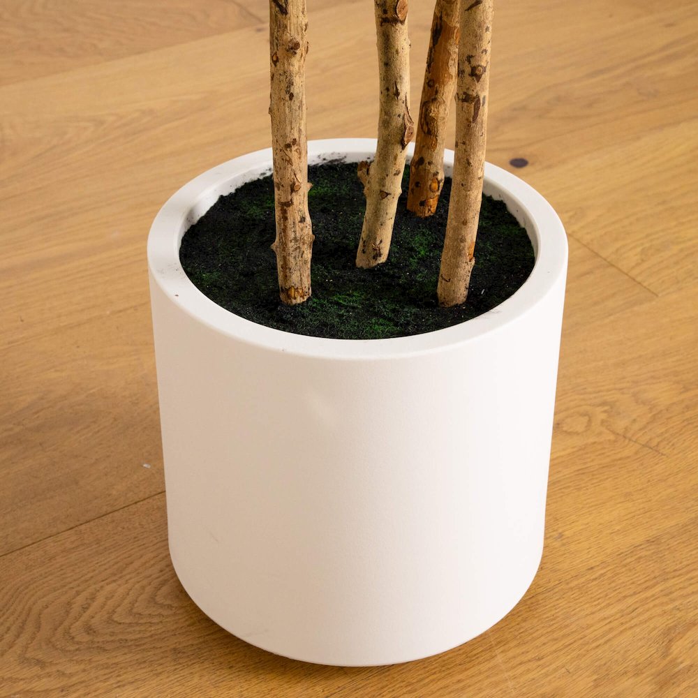 8ft. Artificial Fiddle Leaf Tree in Decorative White Planter. Picture 5