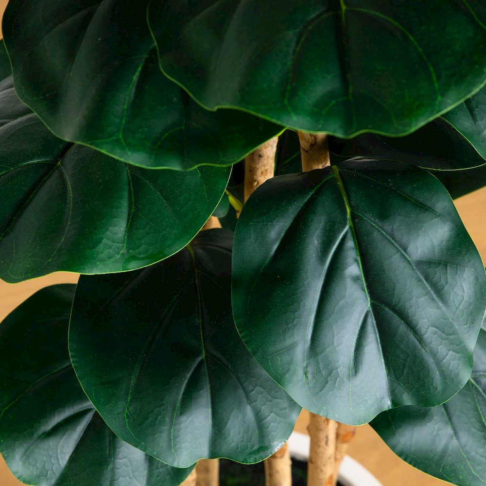 8ft. Artificial Fiddle Leaf Tree in Decorative White Planter. Picture 8