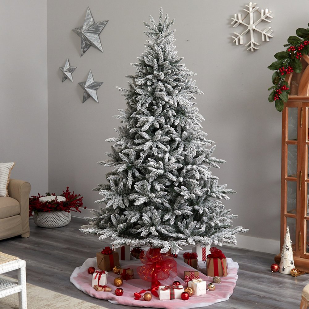 8ft. Flocked West Virginia Spruce Artificial Christmas Tree. Picture 3