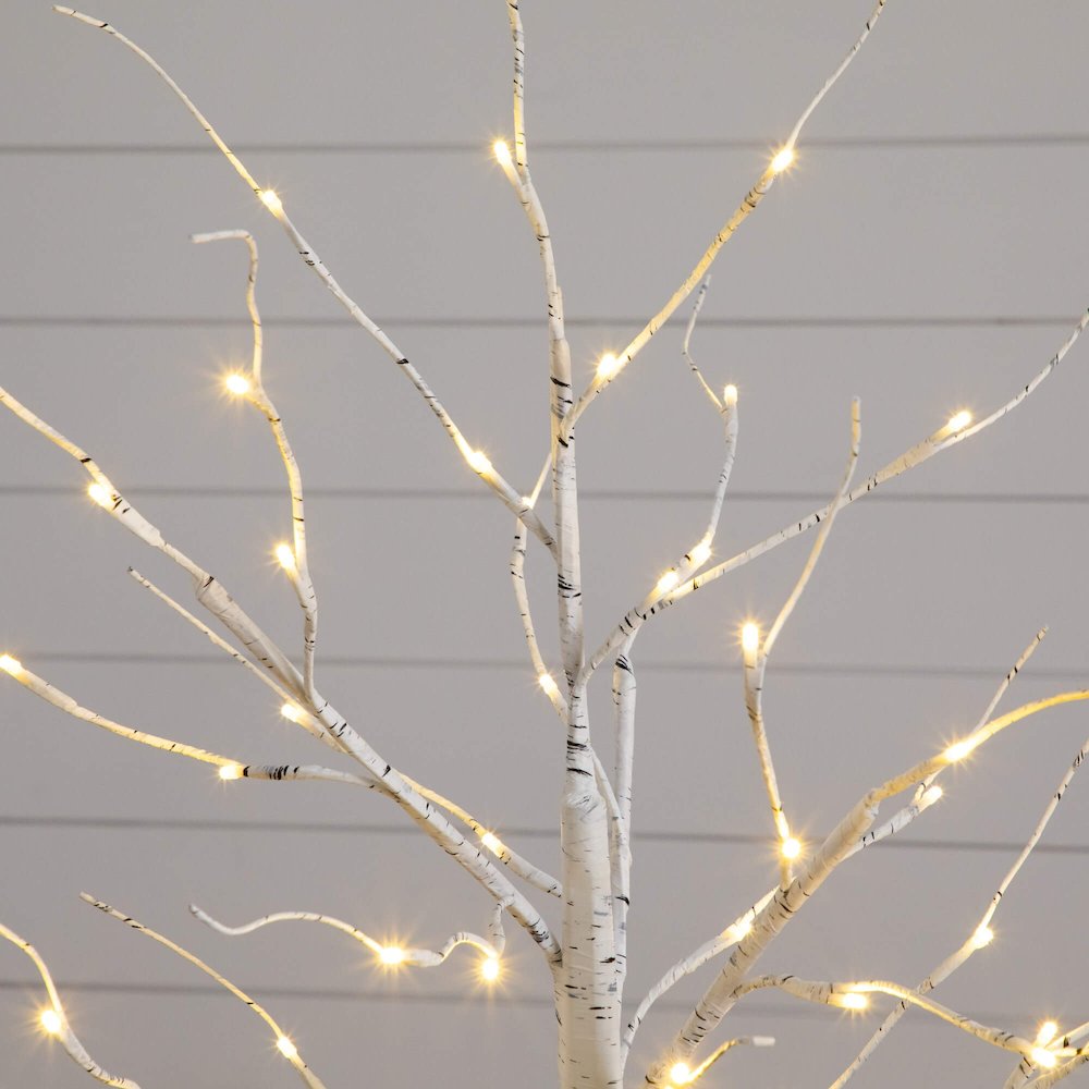 4ft. 6ft. 8ft. Pre-Lit Artificial White Birch Trees with LED Lights - Set of 3. Picture 5