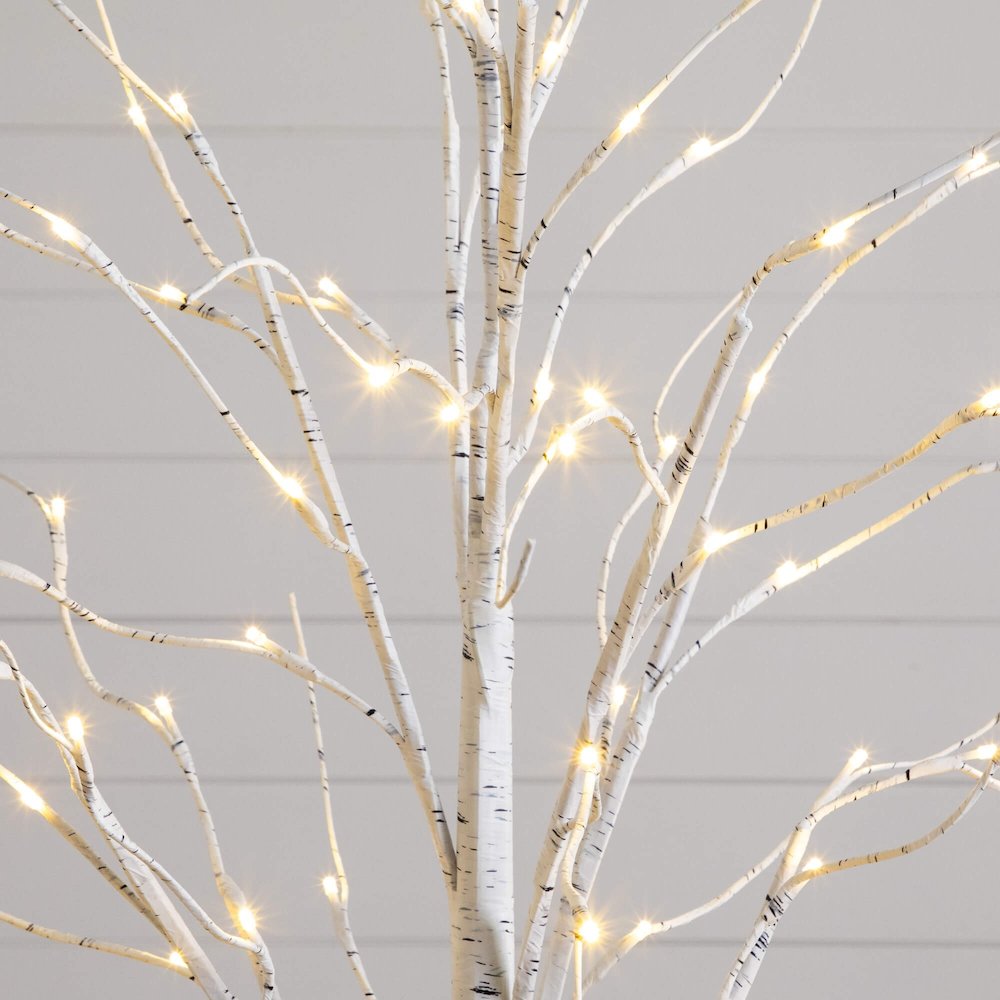 4ft. 6ft. 8ft. Pre-Lit Artificial White Birch Trees with LED Lights - Set of 3. Picture 6