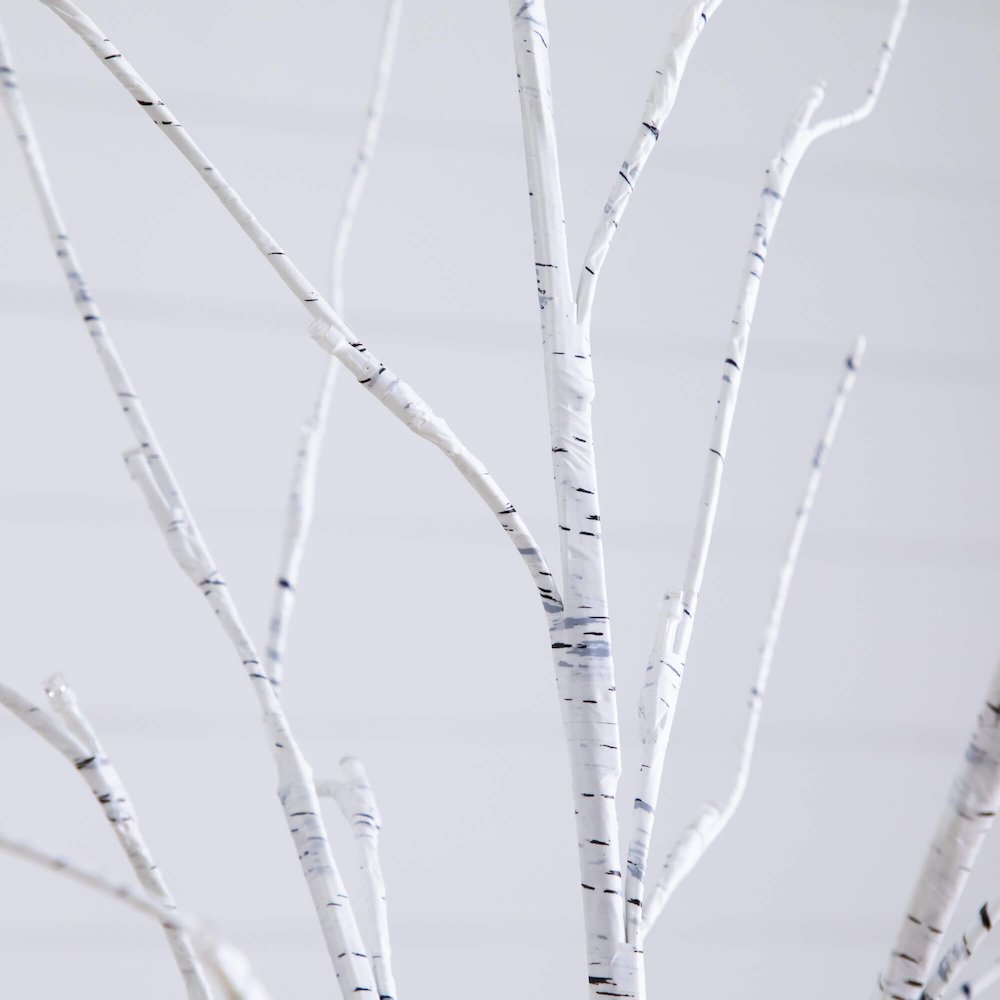 4ft. 6ft. 8ft. Pre-Lit Artificial White Birch Trees with LED Lights - Set of 3. Picture 9