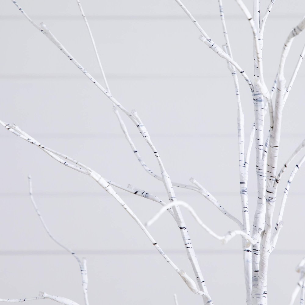 4ft. 6ft. 8ft. Pre-Lit Artificial White Birch Trees with LED Lights - Set of 3. Picture 10