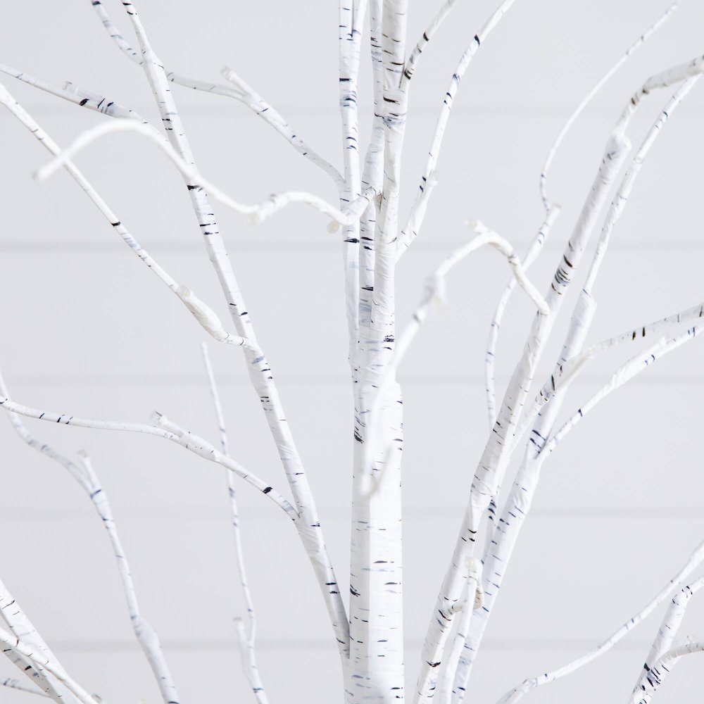 4ft. 6ft. 8ft. Pre-Lit Artificial White Birch Trees with LED Lights - Set of 3. Picture 11