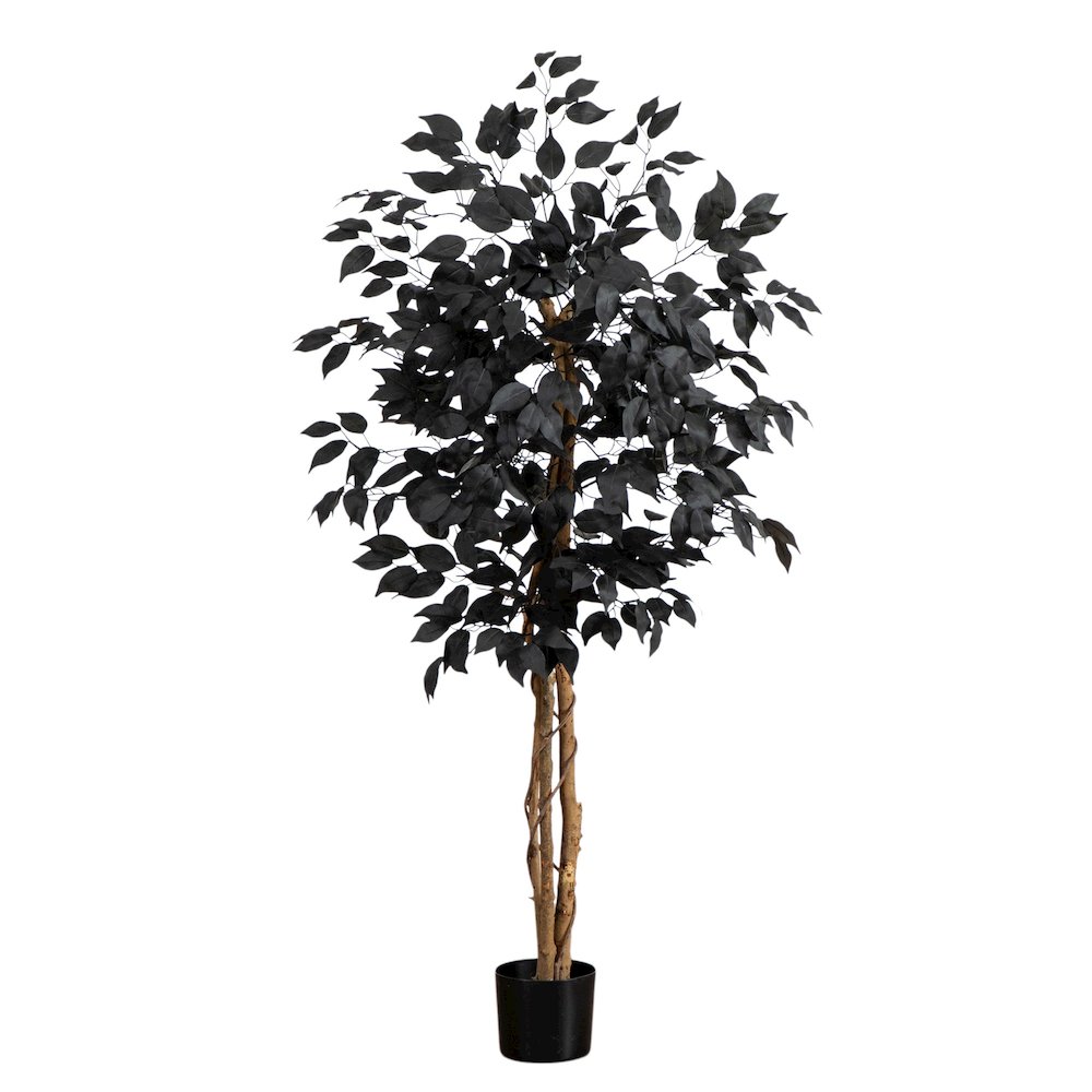 4ft. Artificial Halloween Black Ficus Tree with Natural Trunk. Picture 1