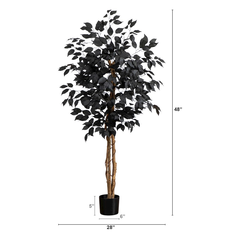 4ft. Artificial Halloween Black Ficus Tree with Natural Trunk. Picture 4