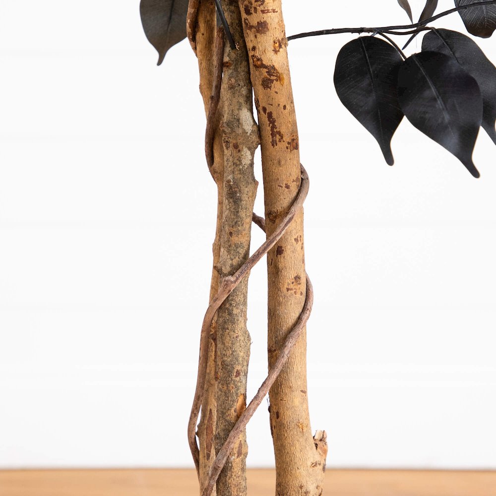 4ft. Artificial Halloween Black Ficus Tree with Natural Trunk. Picture 6