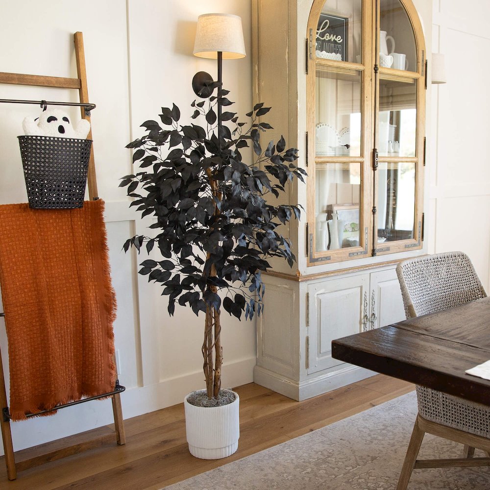 4ft. Artificial Halloween Black Ficus Tree with Natural Trunk. Picture 3