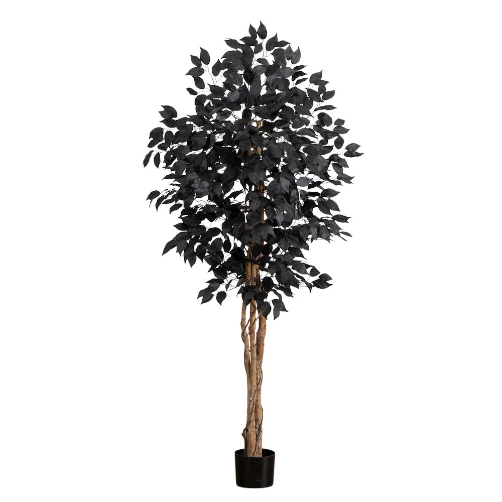 5ft. Artificial Halloween Black Ficus Tree with Natural Trunk. Picture 1