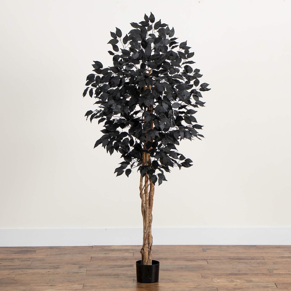 5ft. Artificial Halloween Black Ficus Tree with Natural Trunk. Picture 2