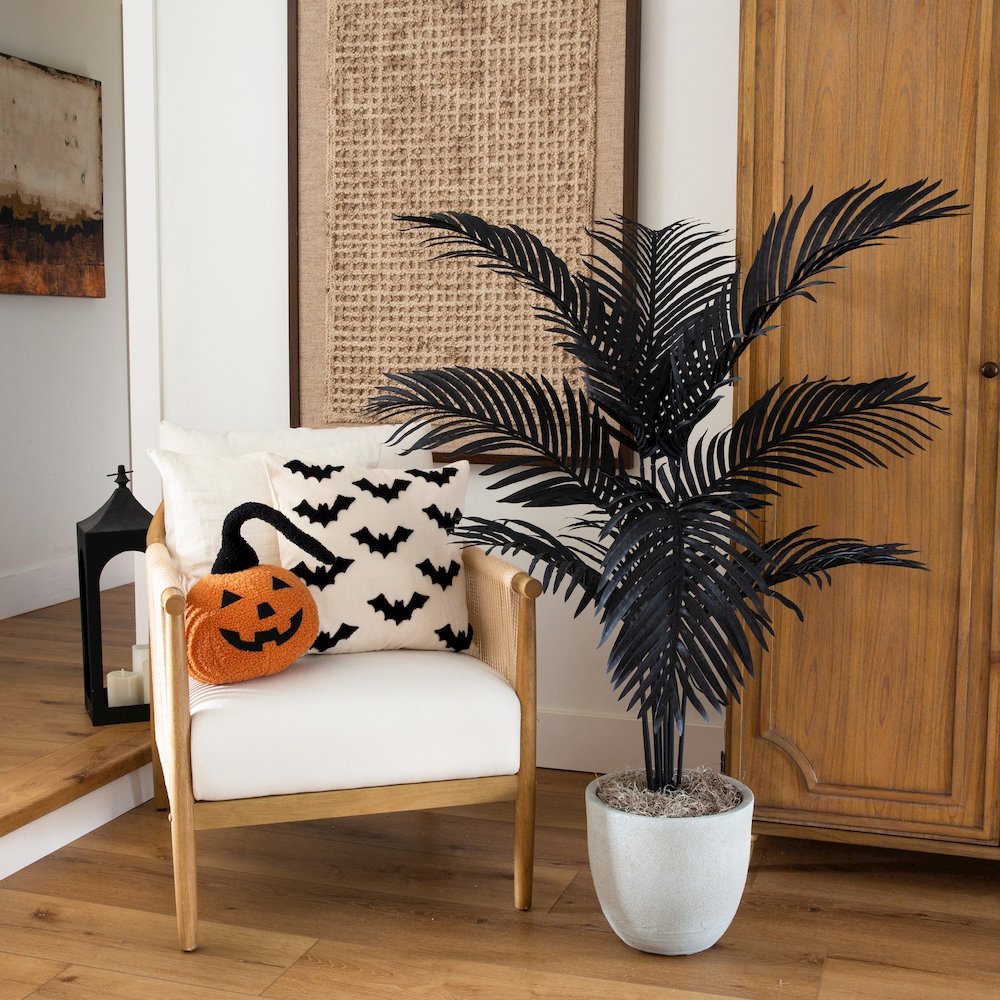 4ft. Artificial Halloween Black Paradise Palm Tree. Picture 4