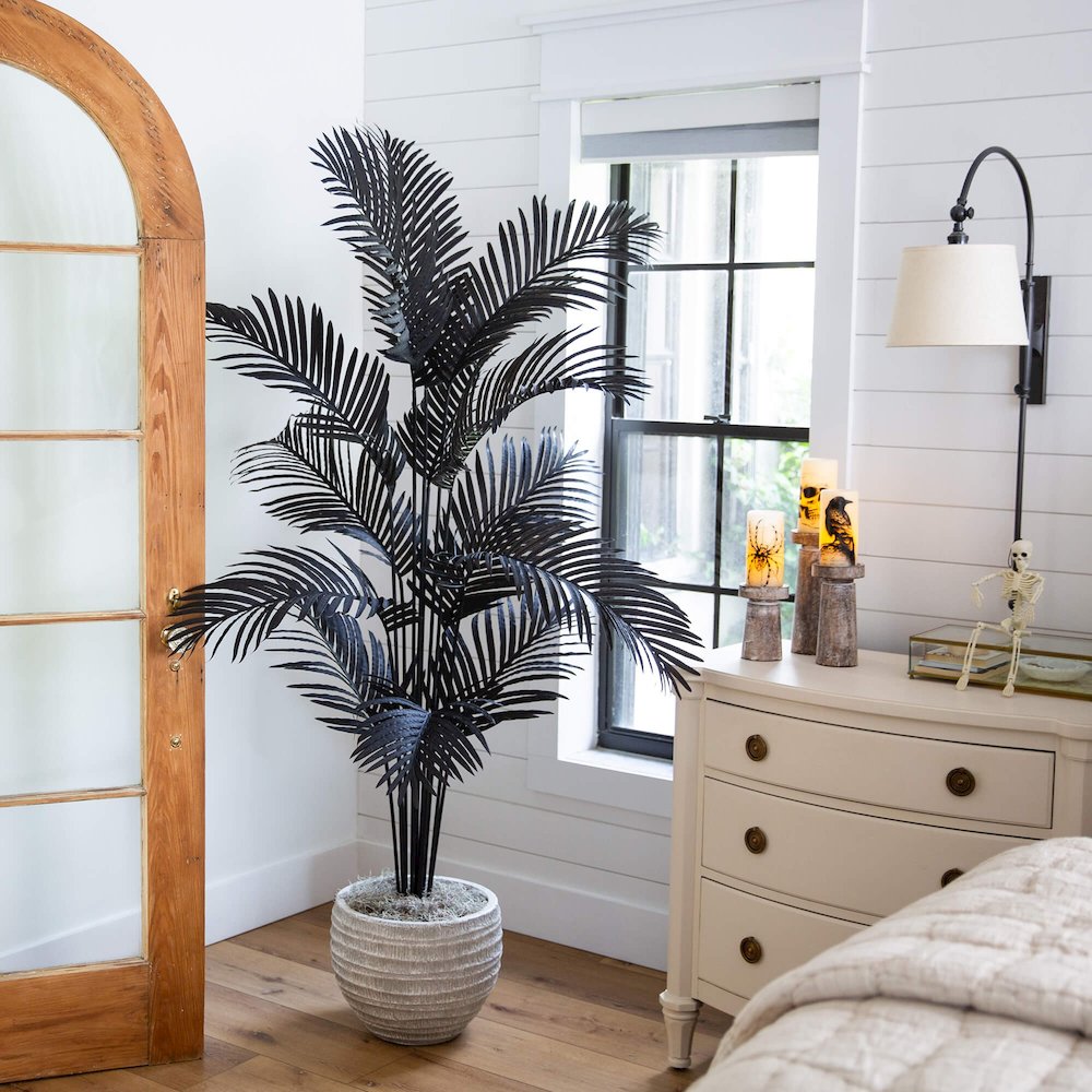 6ft. Artificial Halloween Black Paradise Palm Tree. Picture 7