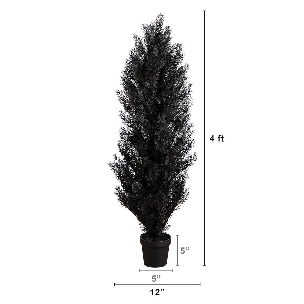 4ft. UV Resistant Artificial Halloween Black Cedar Tree (Indoor/Outdoor). Picture 1
