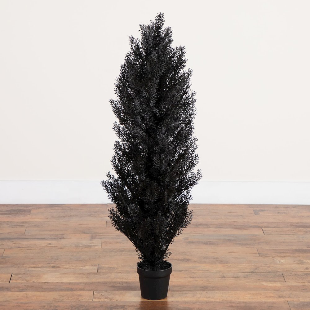4ft. UV Resistant Artificial Halloween Black Cedar Tree (Indoor/Outdoor). Picture 4