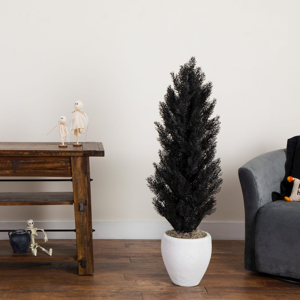 4ft. UV Resistant Artificial Halloween Black Cedar Tree (Indoor/Outdoor). Picture 5