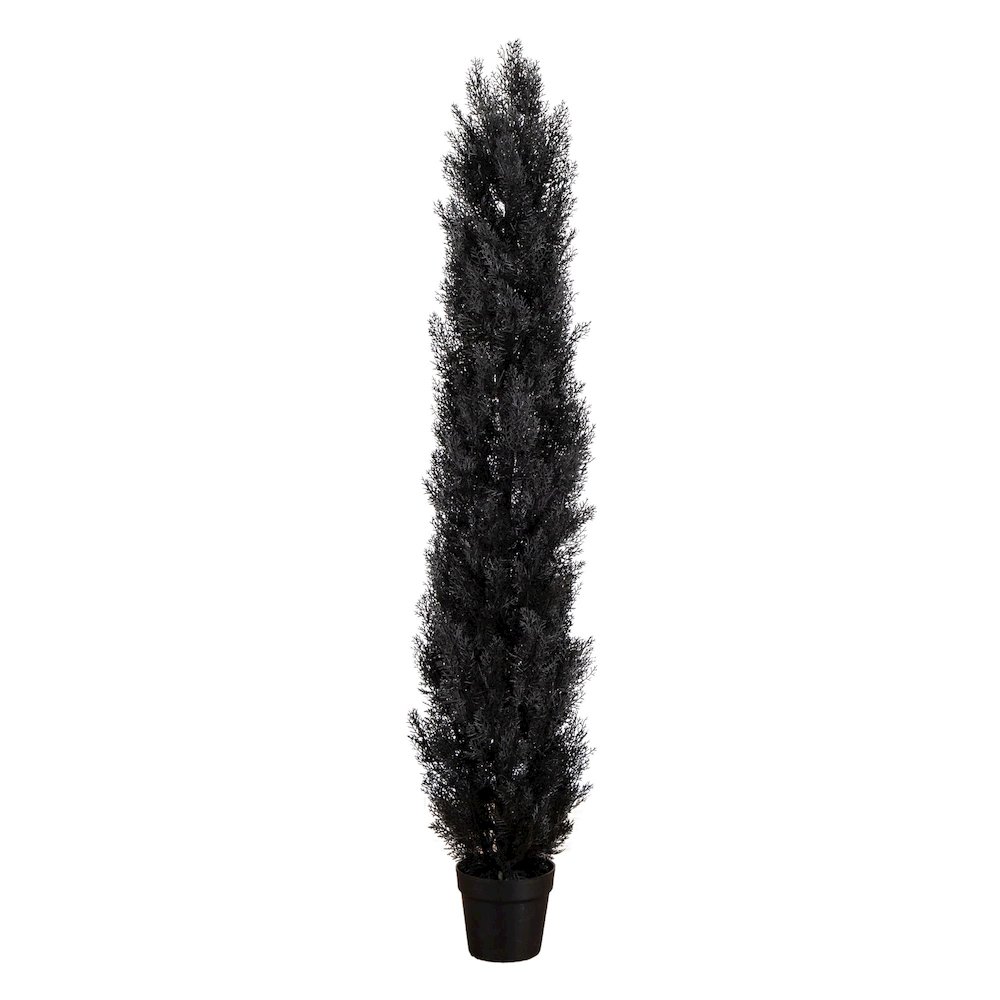 6ft. UV Resistant Artificial Halloween Black Cedar Tree (Indoor/Outdoor). Picture 1