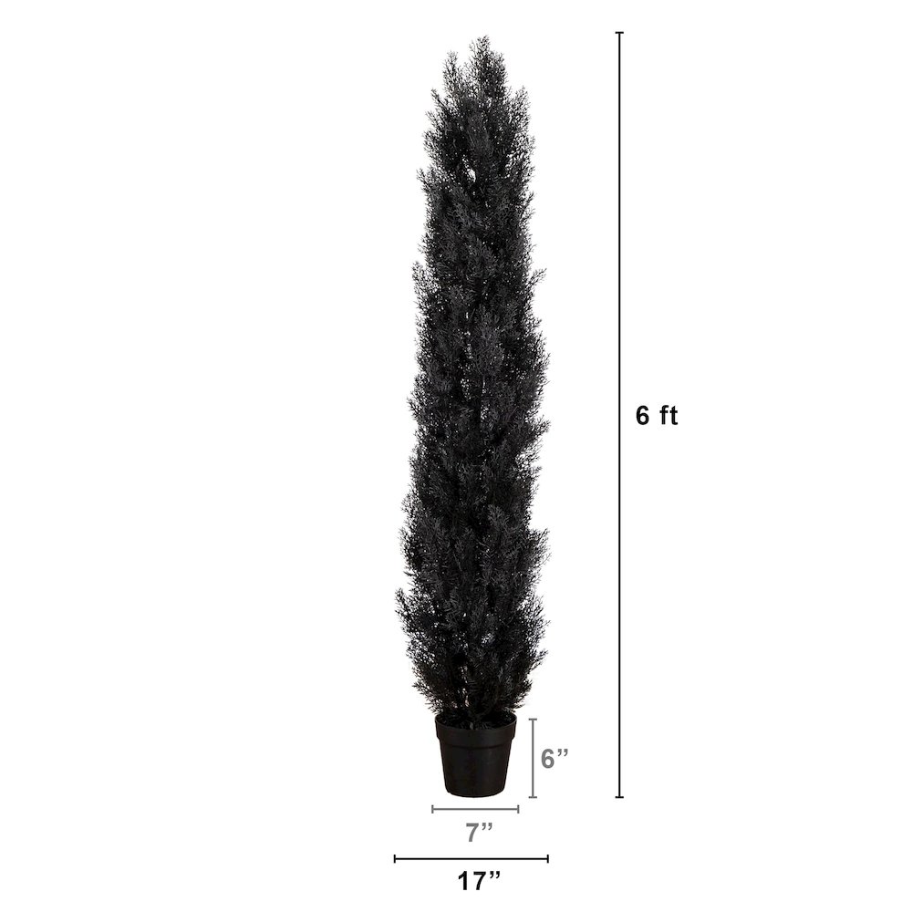6ft. UV Resistant Artificial Halloween Black Cedar Tree (Indoor/Outdoor). Picture 4
