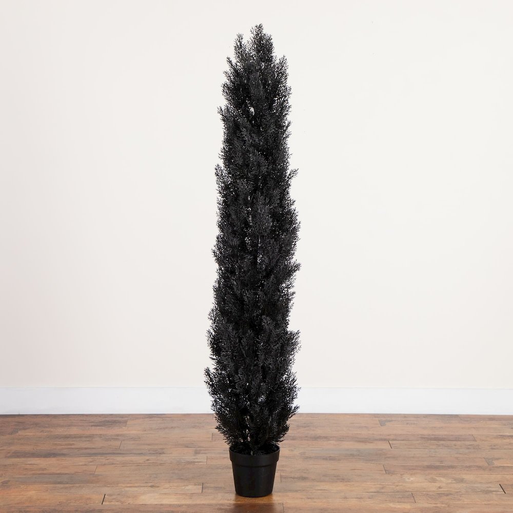 6ft. UV Resistant Artificial Halloween Black Cedar Tree (Indoor/Outdoor). Picture 3