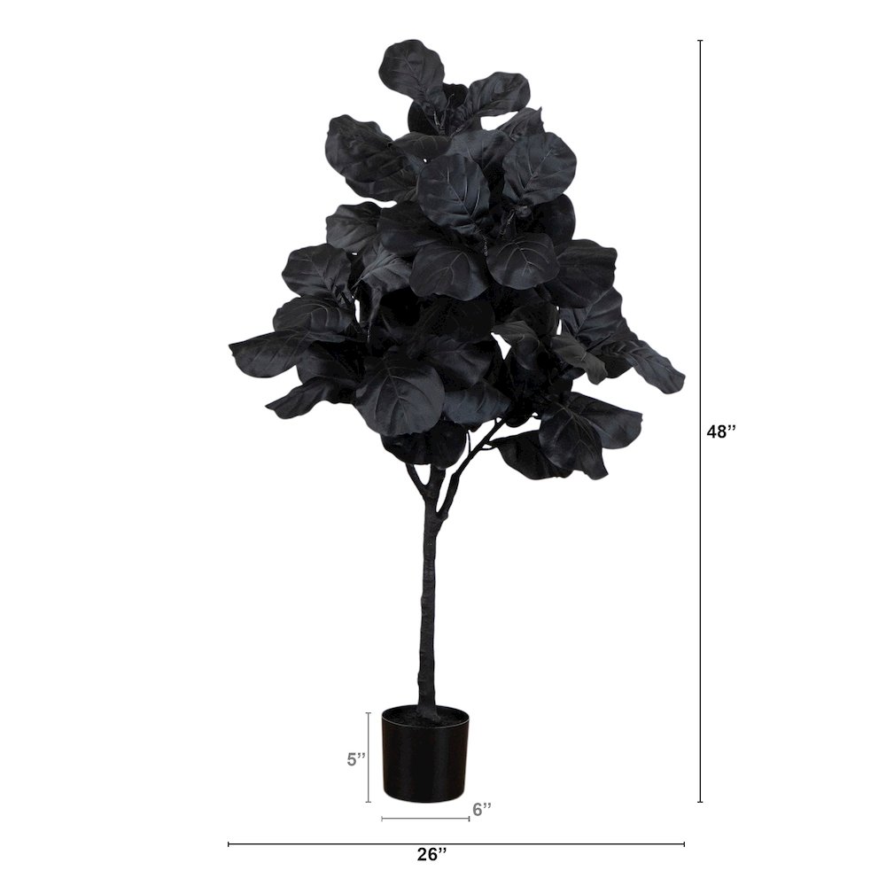 4ft. Artificial Halloween Black Fiddle Leaf Tree. Picture 1