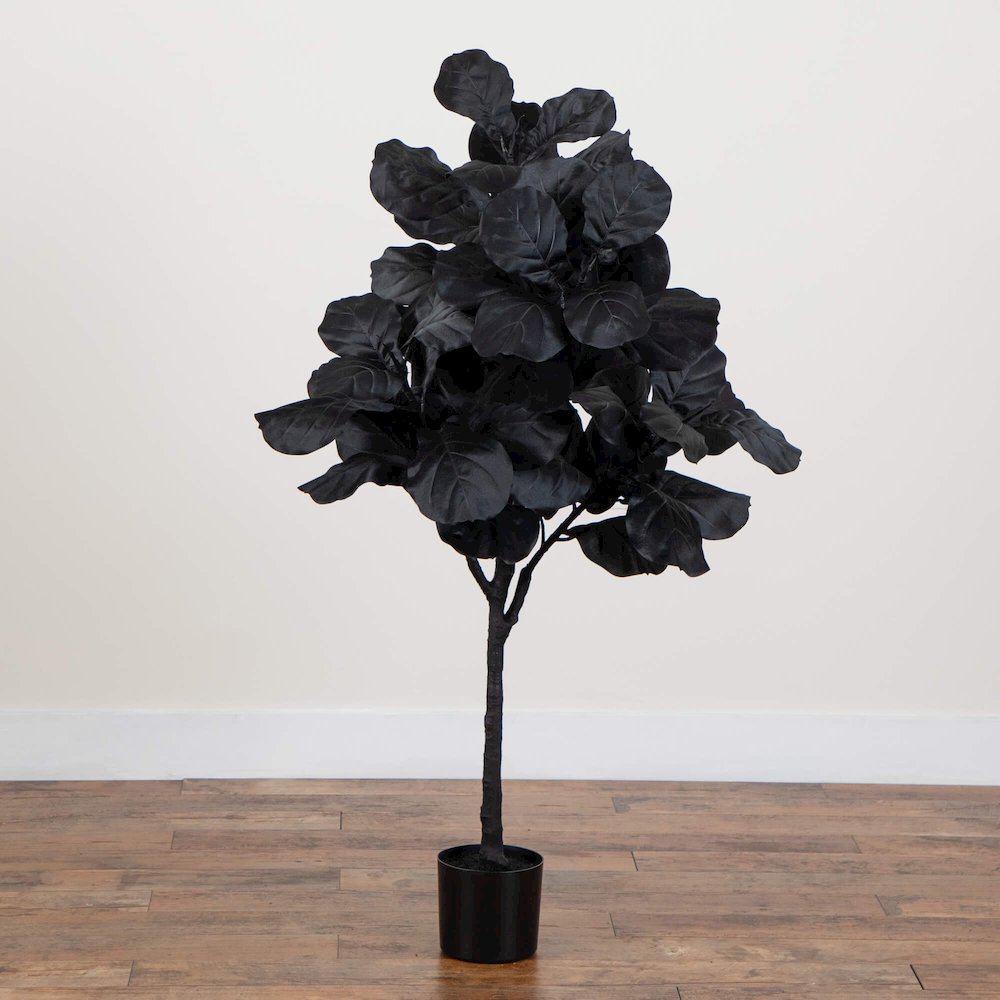 4ft. Artificial Halloween Black Fiddle Leaf Tree. Picture 5