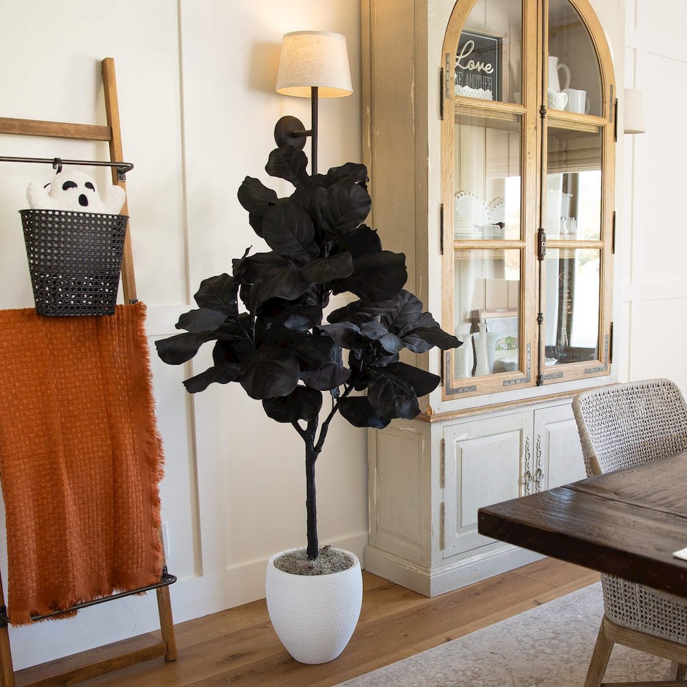 4ft. Artificial Halloween Black Fiddle Leaf Tree. Picture 6