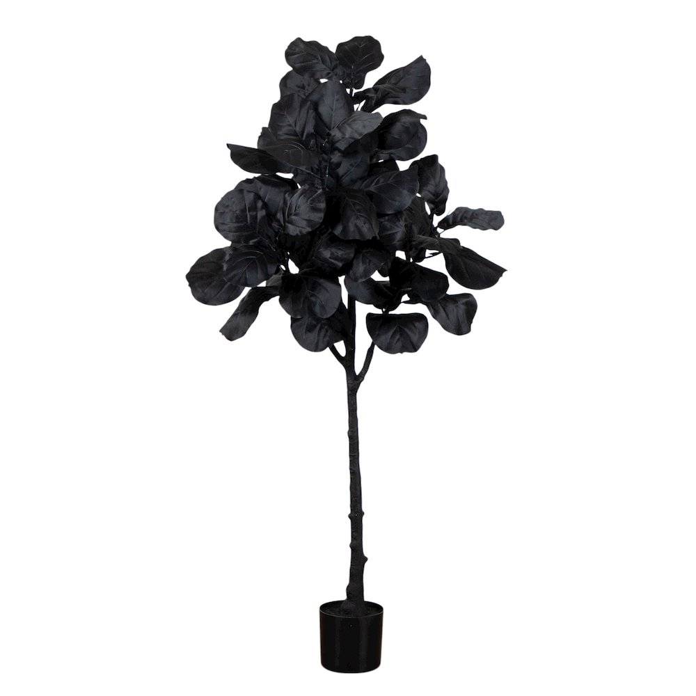 5ft. Artificial Halloween Black Fiddle Leaf Tree. Picture 1