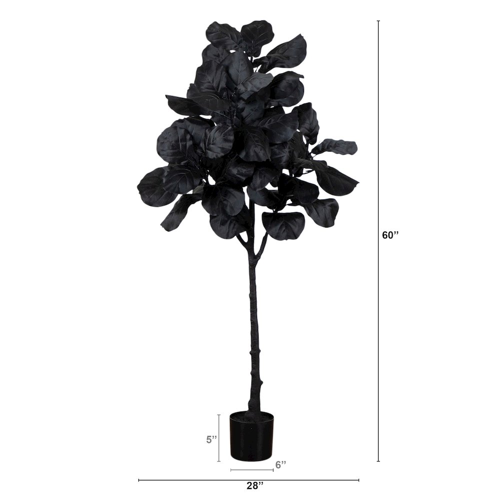5ft. Artificial Halloween Black Fiddle Leaf Tree. Picture 5