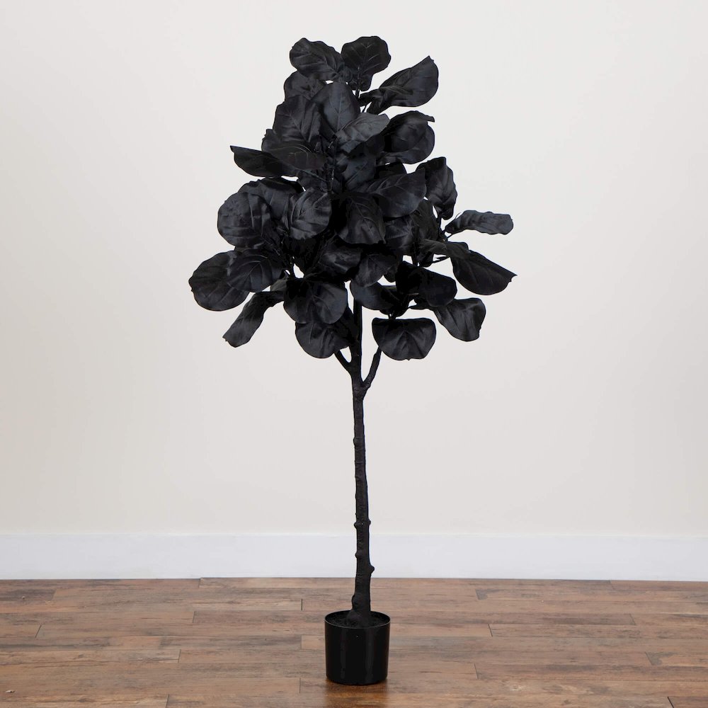 5ft. Artificial Halloween Black Fiddle Leaf Tree. Picture 2