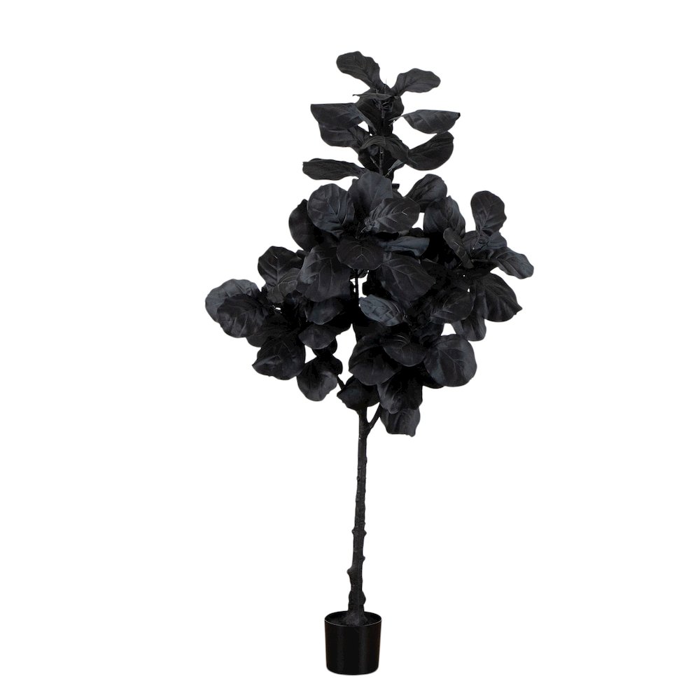 6ft. Artificial Halloween Black Fiddle Leaf Tree. Picture 1