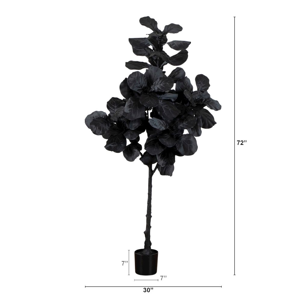 6ft. Artificial Halloween Black Fiddle Leaf Tree. Picture 6