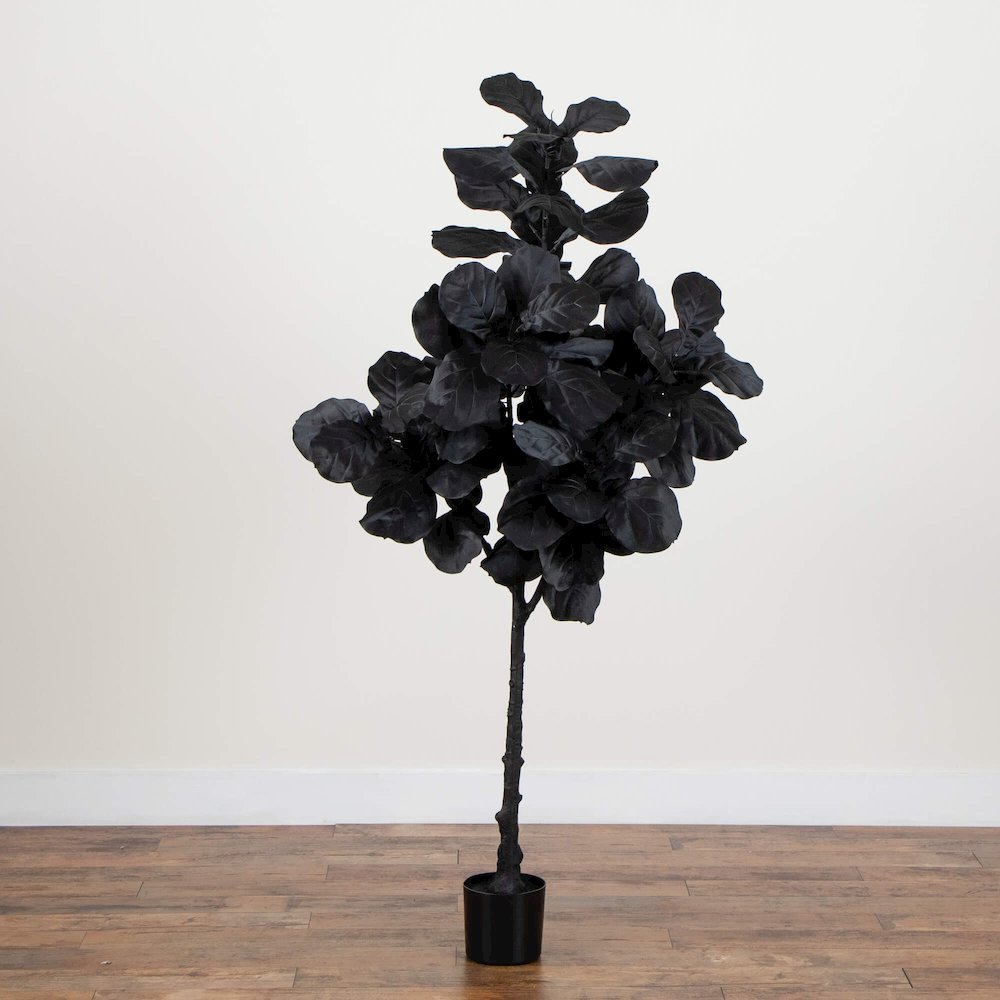 6ft. Artificial Halloween Black Fiddle Leaf Tree. Picture 2