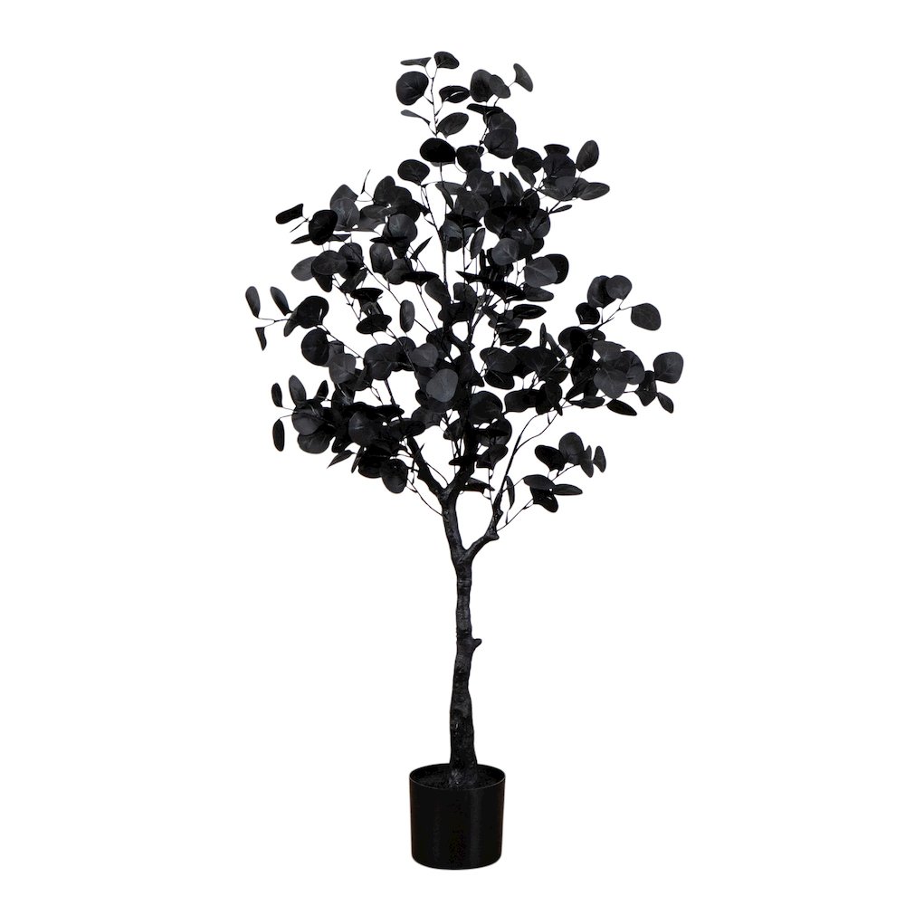 4ft. Artificial Halloween Black Eucalyptus Tree. Picture 1