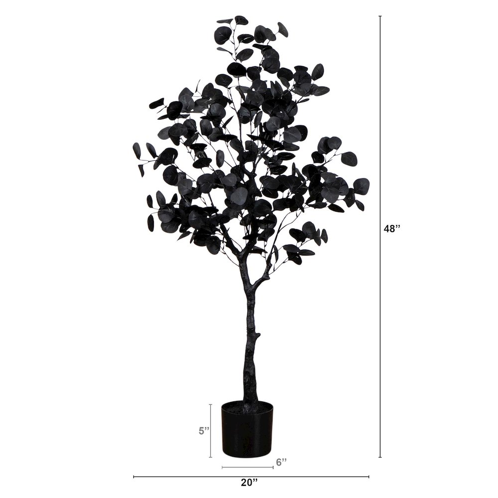 4ft. Artificial Halloween Black Eucalyptus Tree. Picture 5