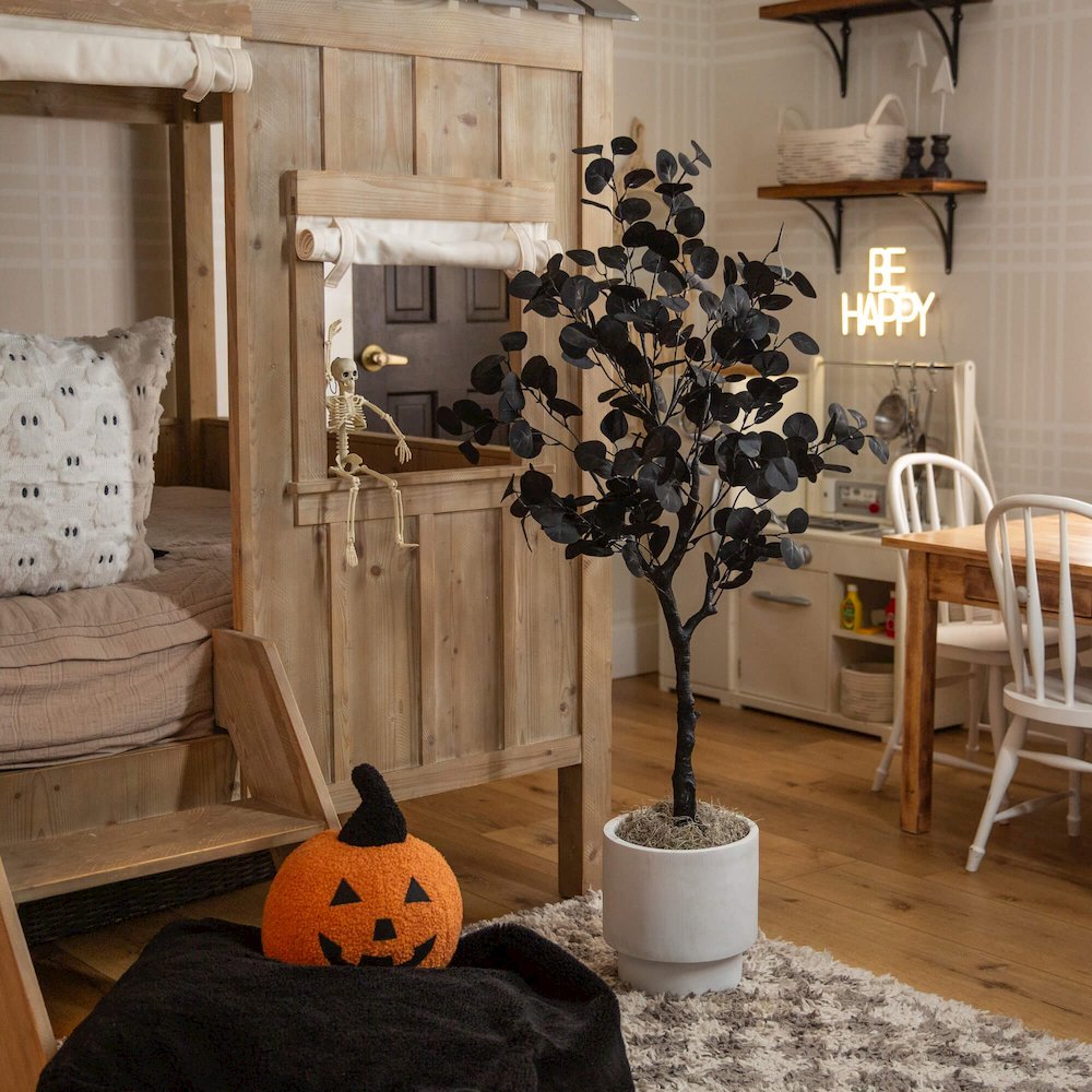 4ft. Artificial Halloween Black Eucalyptus Tree. Picture 3
