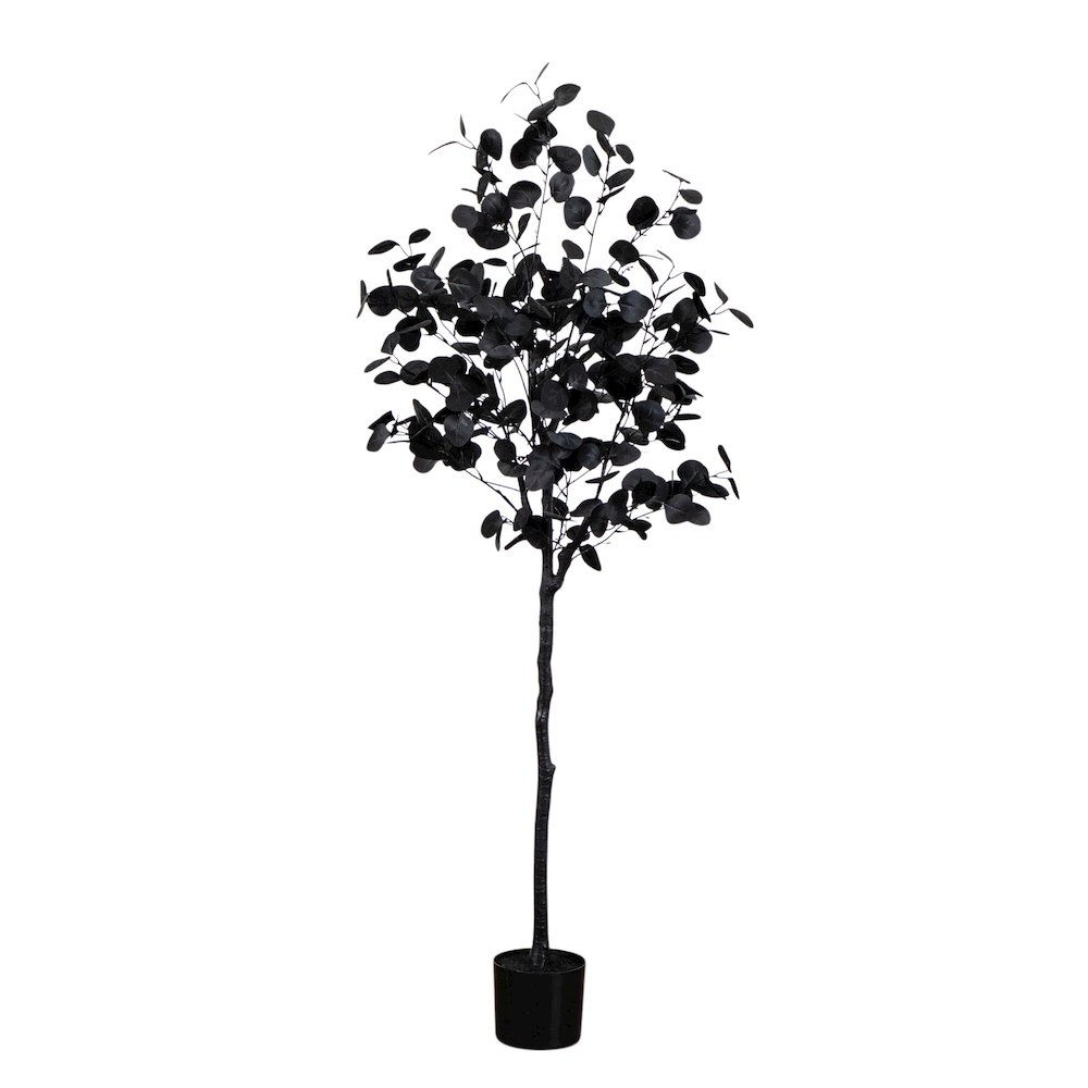 5ft. Artificial Halloween Black Eucalyptus Tree. Picture 1