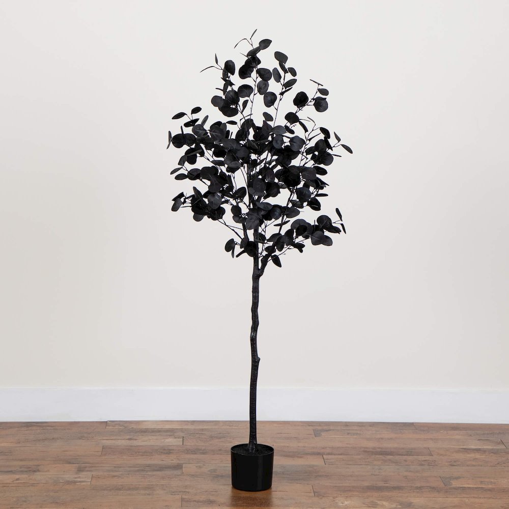 5ft. Artificial Halloween Black Eucalyptus Tree. Picture 2