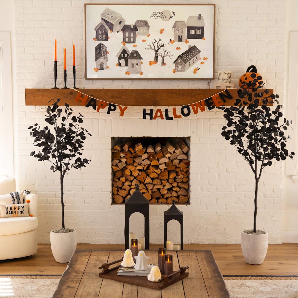 5ft. Artificial Halloween Black Eucalyptus Tree. Picture 5