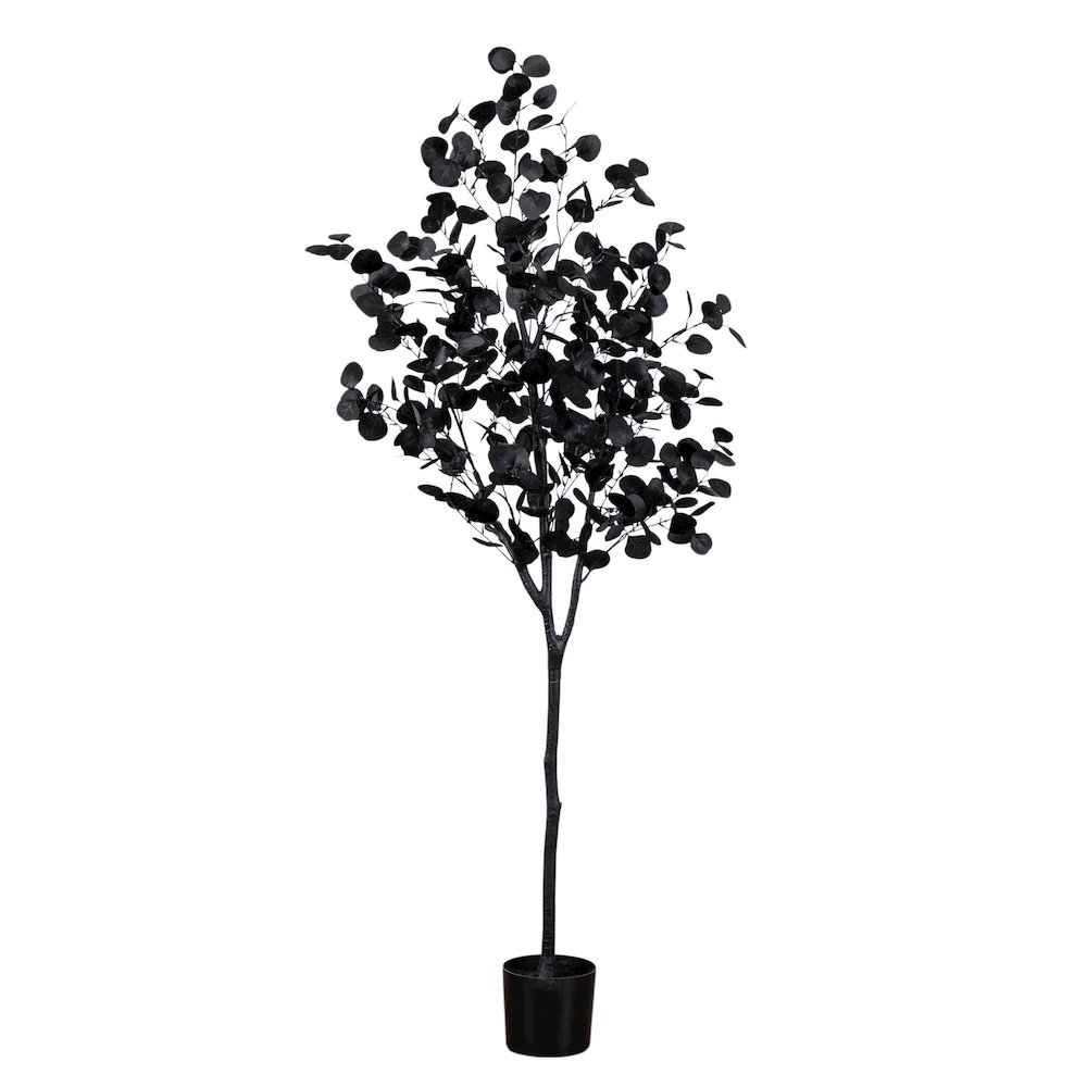 6ft. Artificial Halloween Black Eucalyptus Tree. Picture 1