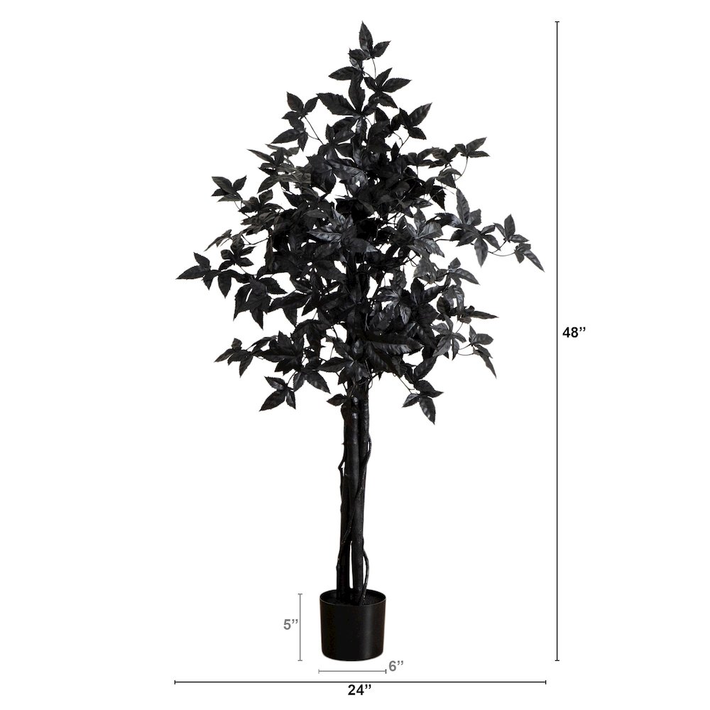 4ft. Artificial Halloween Black Maple Tree with Natural Trunk. Picture 6