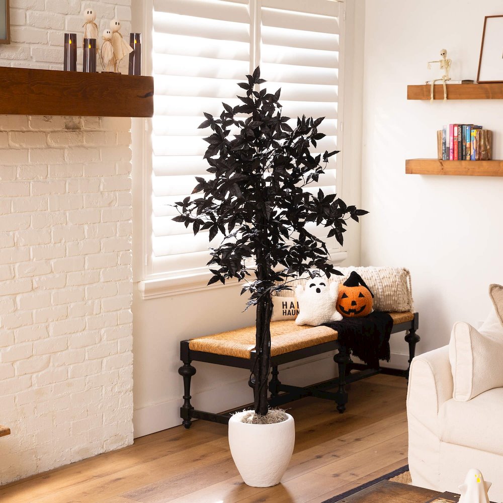 5ft. Artificial Halloween Black Maple Tree with Natural Trunk. Picture 7
