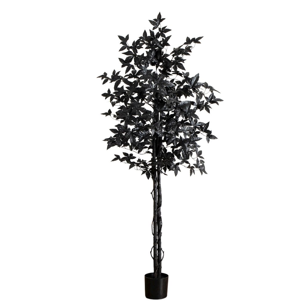 6ft. Artificial Halloween Black Maple Tree with Natural Trunk. Picture 1