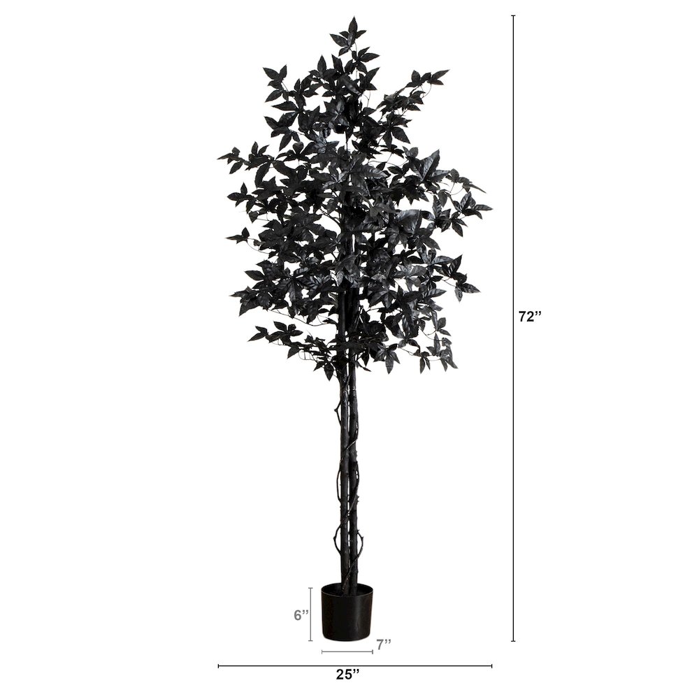 6ft. Artificial Halloween Black Maple Tree with Natural Trunk. Picture 5