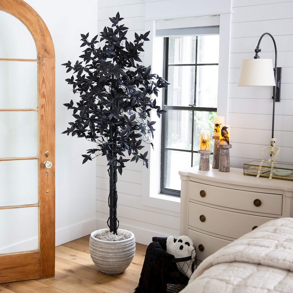 6ft. Artificial Halloween Black Maple Tree with Natural Trunk. Picture 6