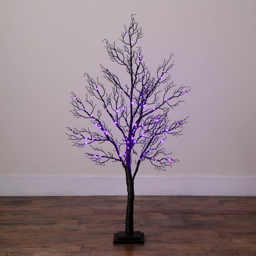 4ft. Pre-Lit Halloween Minimalist Twig Artificial Fall Tree with 160 LED Lights. Picture 9