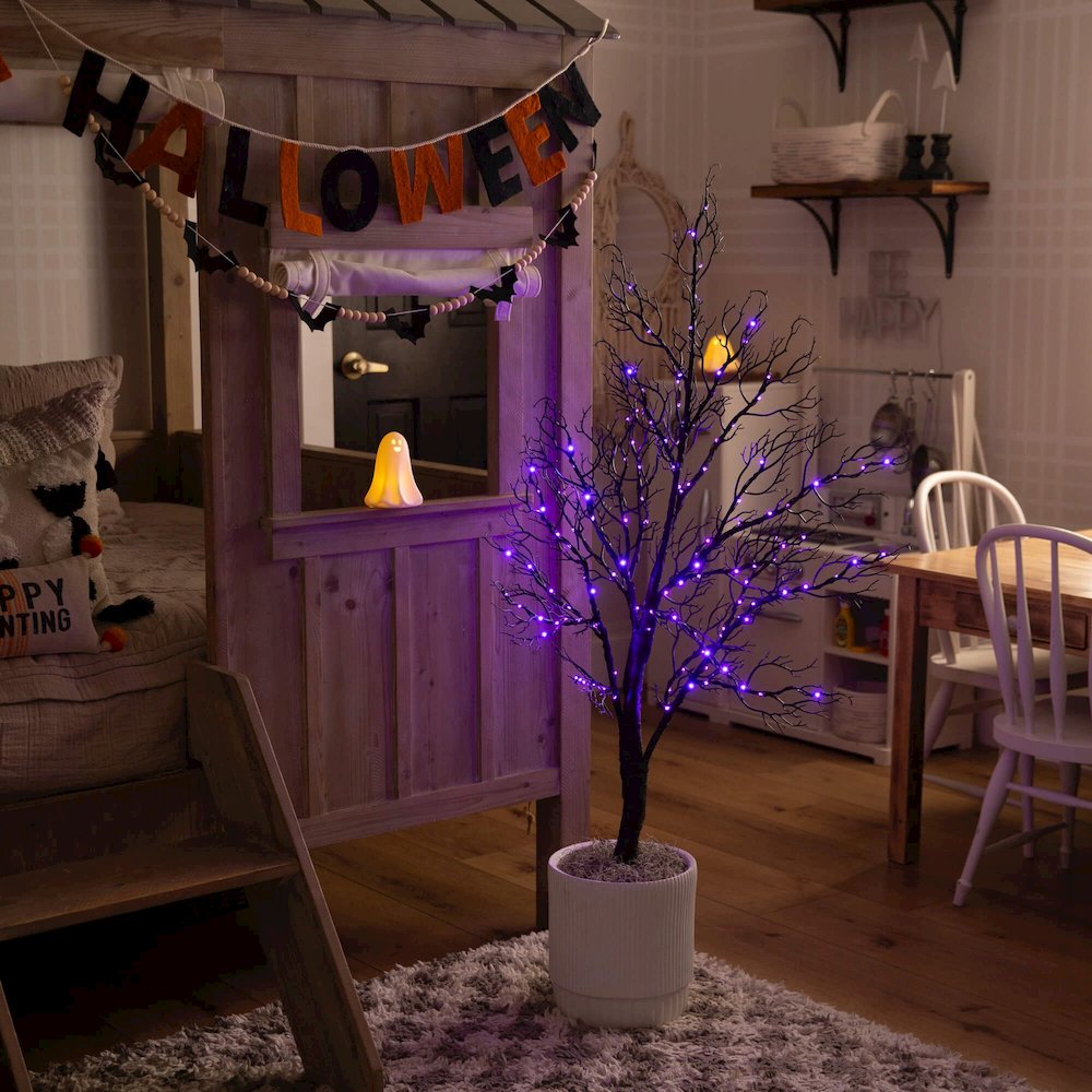 4ft. Pre-Lit Halloween Minimalist Twig Artificial Fall Tree with 160 LED Lights. Picture 5