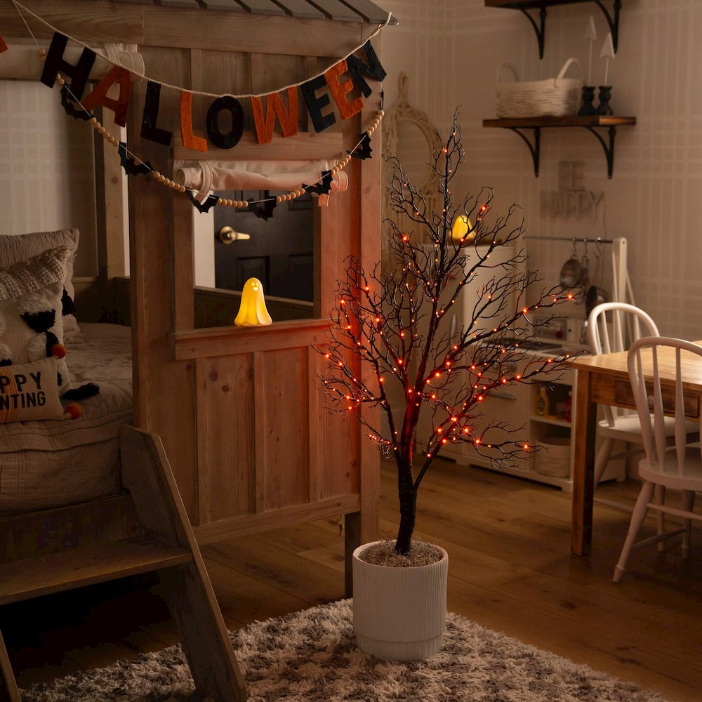 4ft. Pre-Lit Halloween Minimalist Twig Artificial Fall Tree with 160 LED Lights. Picture 6