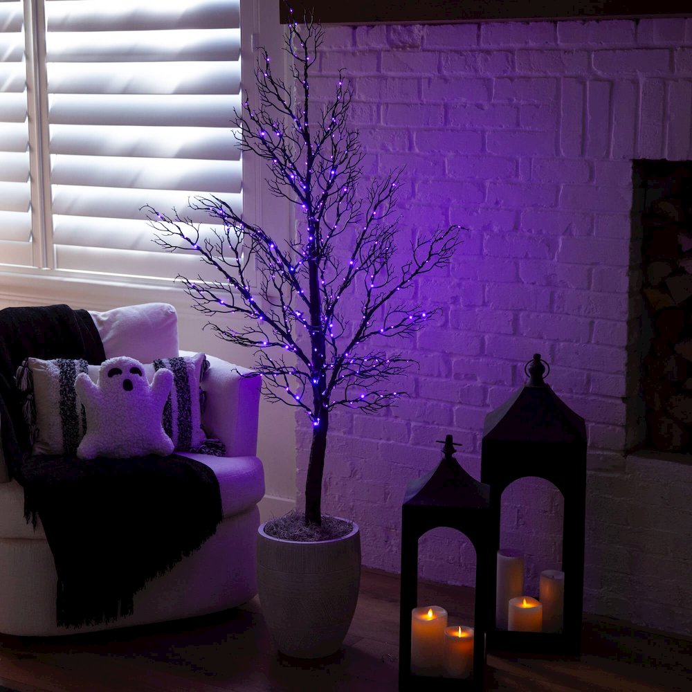5ft. Pre-Lit Halloween Minimalist Twig Artificial Fall Tree with 240 LED Lights. Picture 7